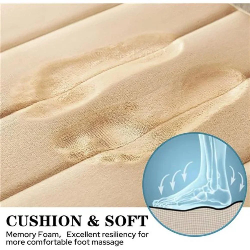 3 Piece Non Slip Extra Absorbent Shaggy Bathroom Mats and Rugs Sets, Beige